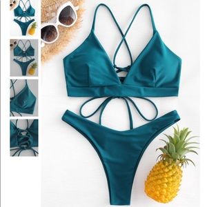 Zaful Lace Up Cross Strap Bikini